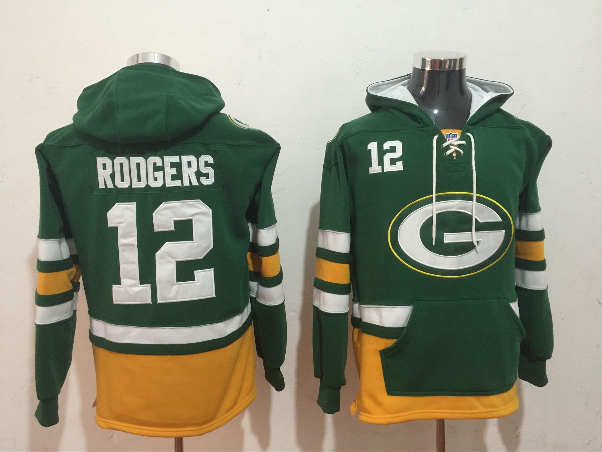 Men NFL Nike Green Bay Packers 12 Rodgers green Sweatshirts